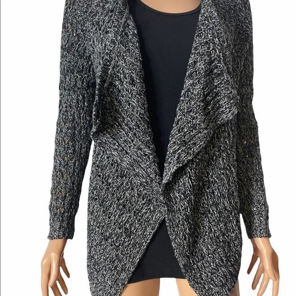 Velvet by Graham & Spencer cardigan sweater black silver cardigan loose SZ MD - Picture 2 of 16